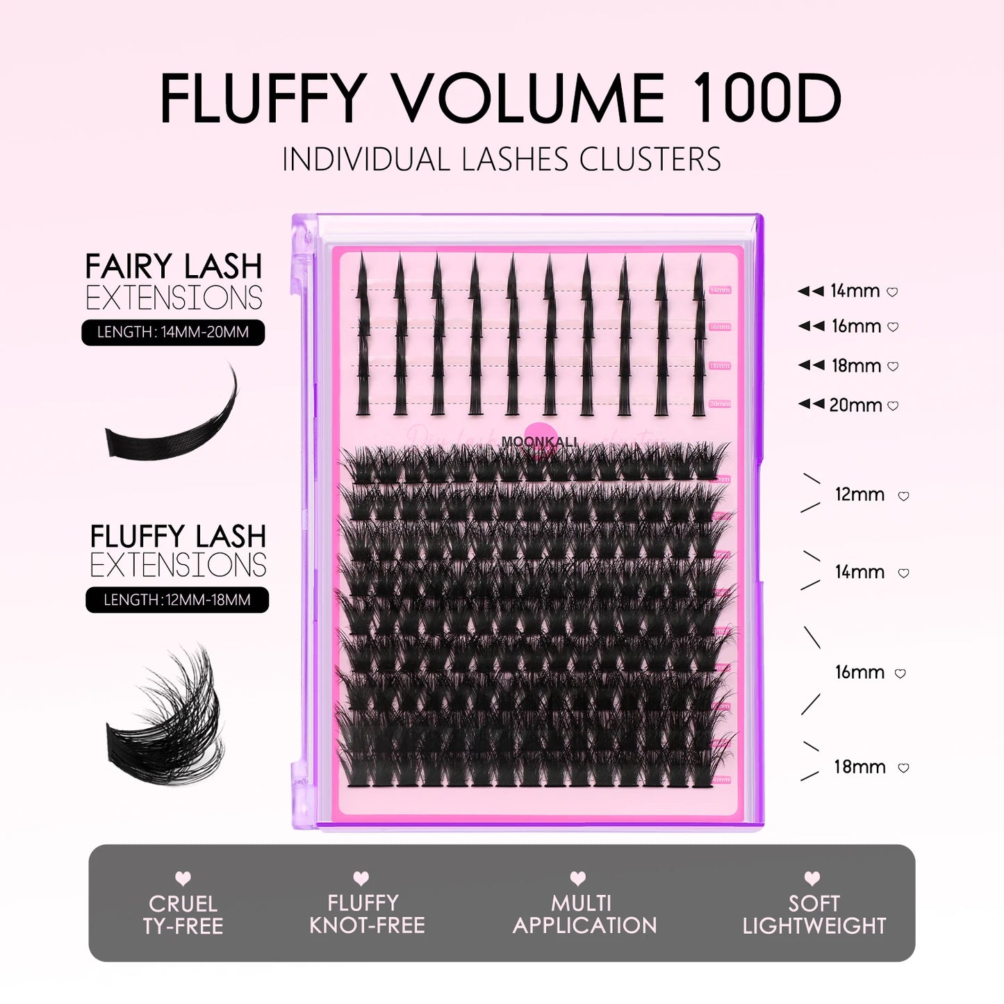 MOONKALI Lash Clusters 100D Lash Spikes Eyelash Clusters Volume Individual Lashes DIY Spiky Lash Extension Mega Cluster Eyelash