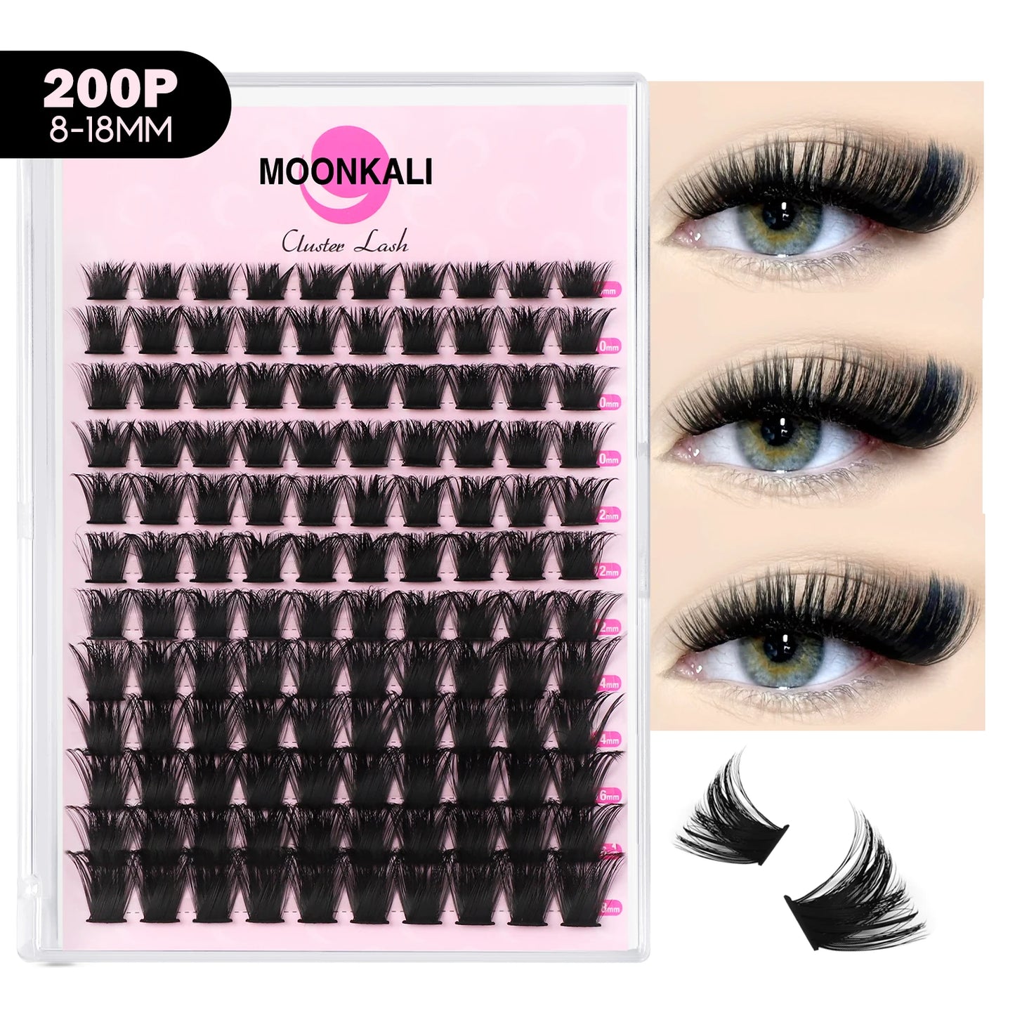 MOONKALI Lash Clusters 100D Lash Spikes Eyelash Clusters Volume Individual Lashes DIY Spiky Lash Extension Mega Cluster Eyelash