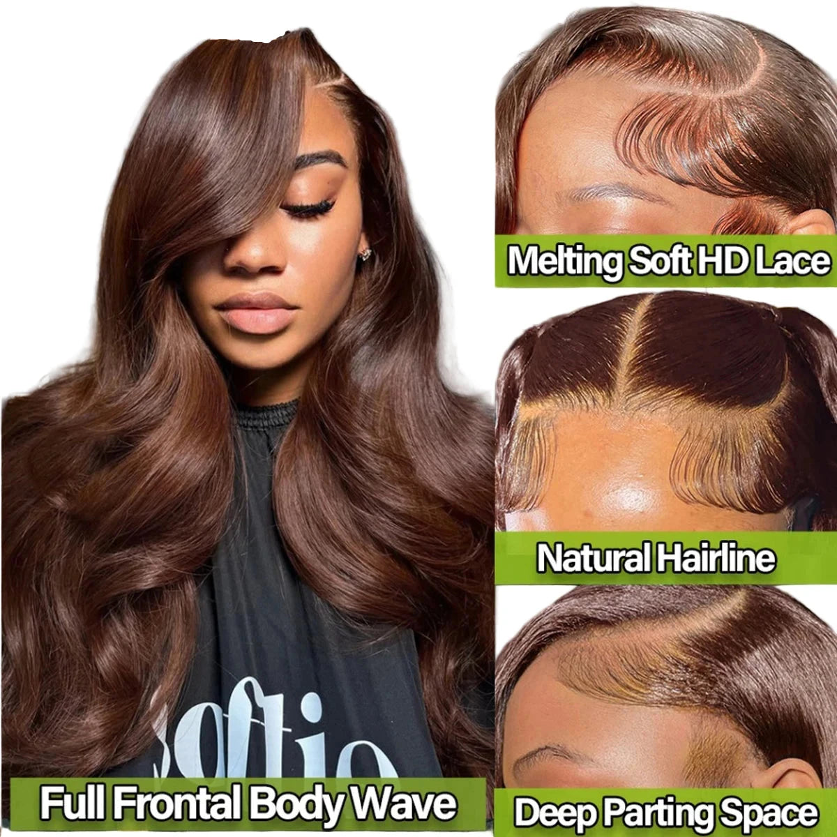 Chocolate Brown Lace Front Wig Human Hair 200% Body Wave Human Hair Wigs Pre Plucked 13x4 13x6