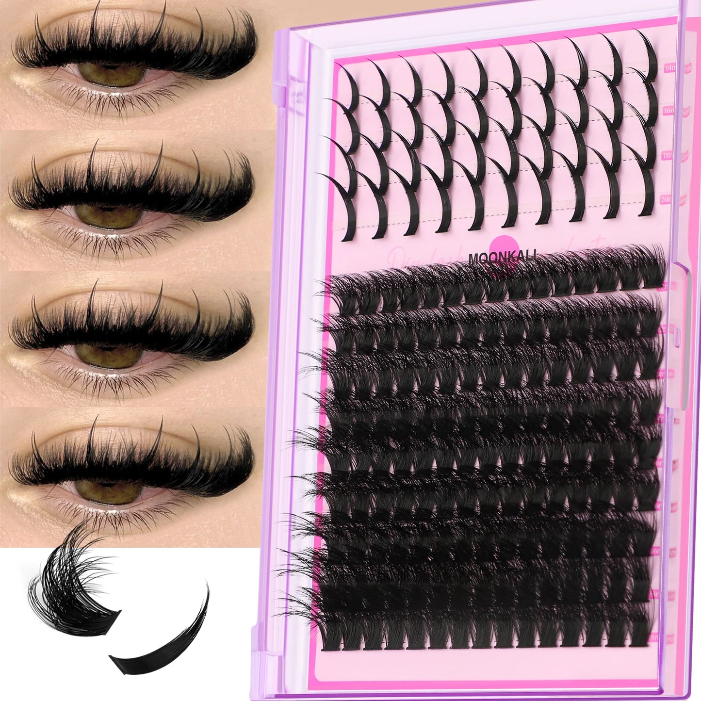 MOONKALI Lash Clusters 100D Lash Spikes Eyelash Clusters Volume Individual Lashes DIY Spiky Lash Extension Mega Cluster Eyelash