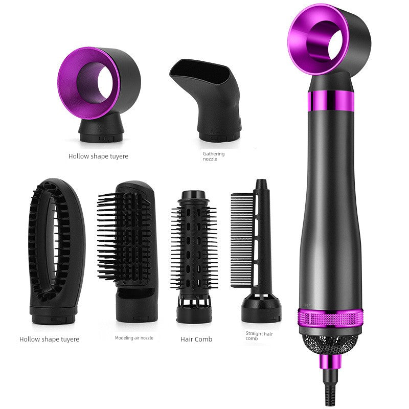 Cross-Border Six-in-One High-Speed Hair Dryer Hair Dryer Hair Straightener and Curler Brush Hot Air Comb Hair Salon Modeling Anion Hair Dryer
