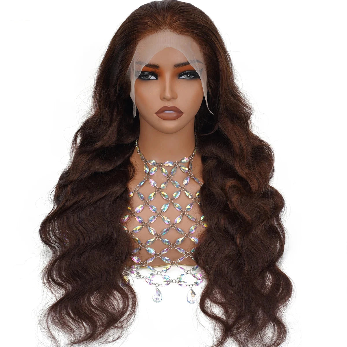 Chocolate Brown Lace Front Wig Human Hair 200% Body Wave Human Hair Wigs Pre Plucked 13x4 13x6