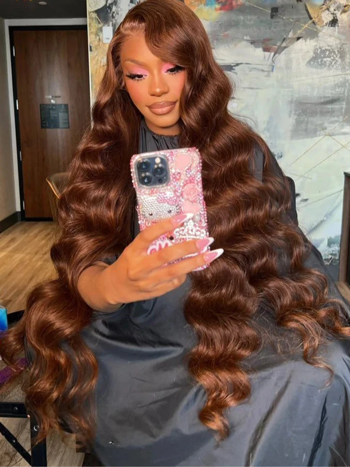 Chocolate Brown Lace Front Wig Human Hair 200% Body Wave Human Hair Wigs Pre Plucked 13x4 13x6