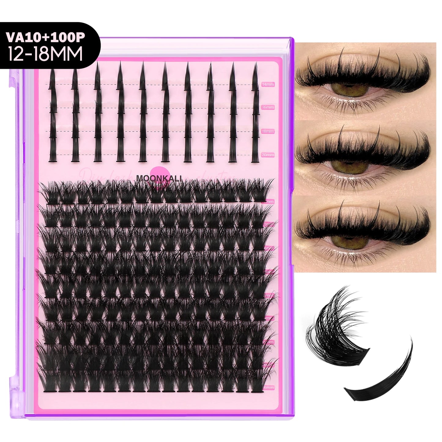 MOONKALI Lash Clusters 100D Lash Spikes Eyelash Clusters Volume Individual Lashes DIY Spiky Lash Extension Mega Cluster Eyelash
