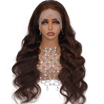 Chocolate Brown Lace Front Wig Human Hair 200% Body Wave Human Hair Wigs Pre Plucked 13x4 13x6